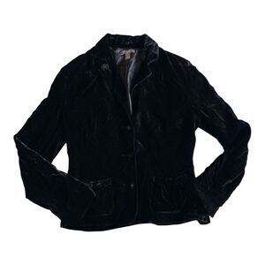 APT 9 Black Velvet Blazer Jacket Size 8 - Womens Coat Buttons Fancy Light Jacket
